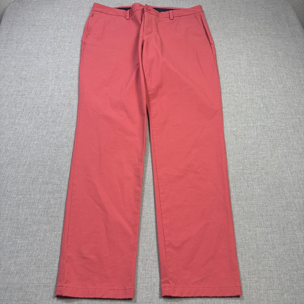 Vineyard Vines Performance On-The-Go Pants Mens 36x32 Pink Chino Stretch